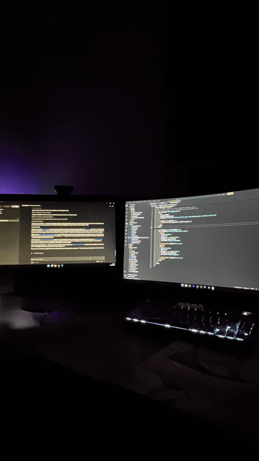 Setup do Guilherme: dois monitores com código